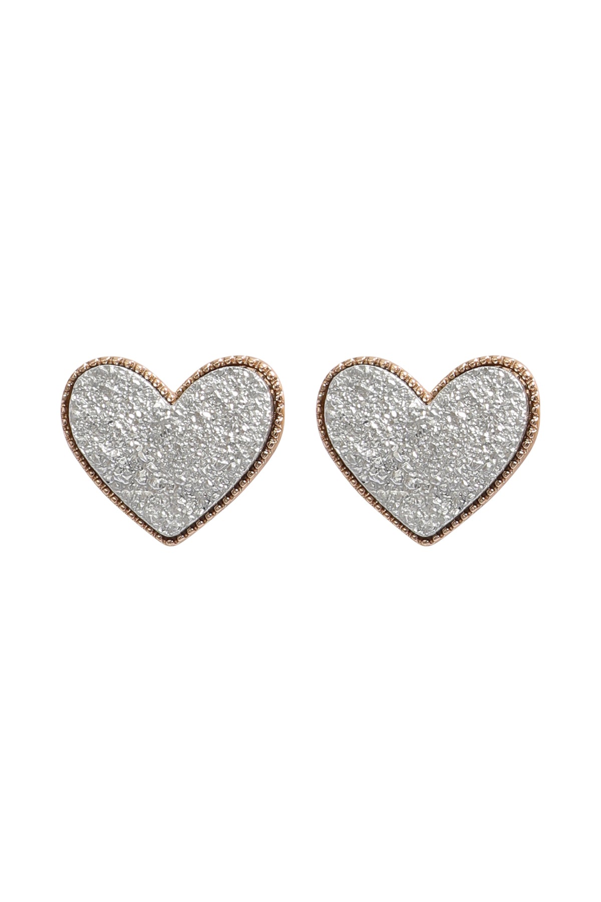 Heart Druzy Stud Earrings