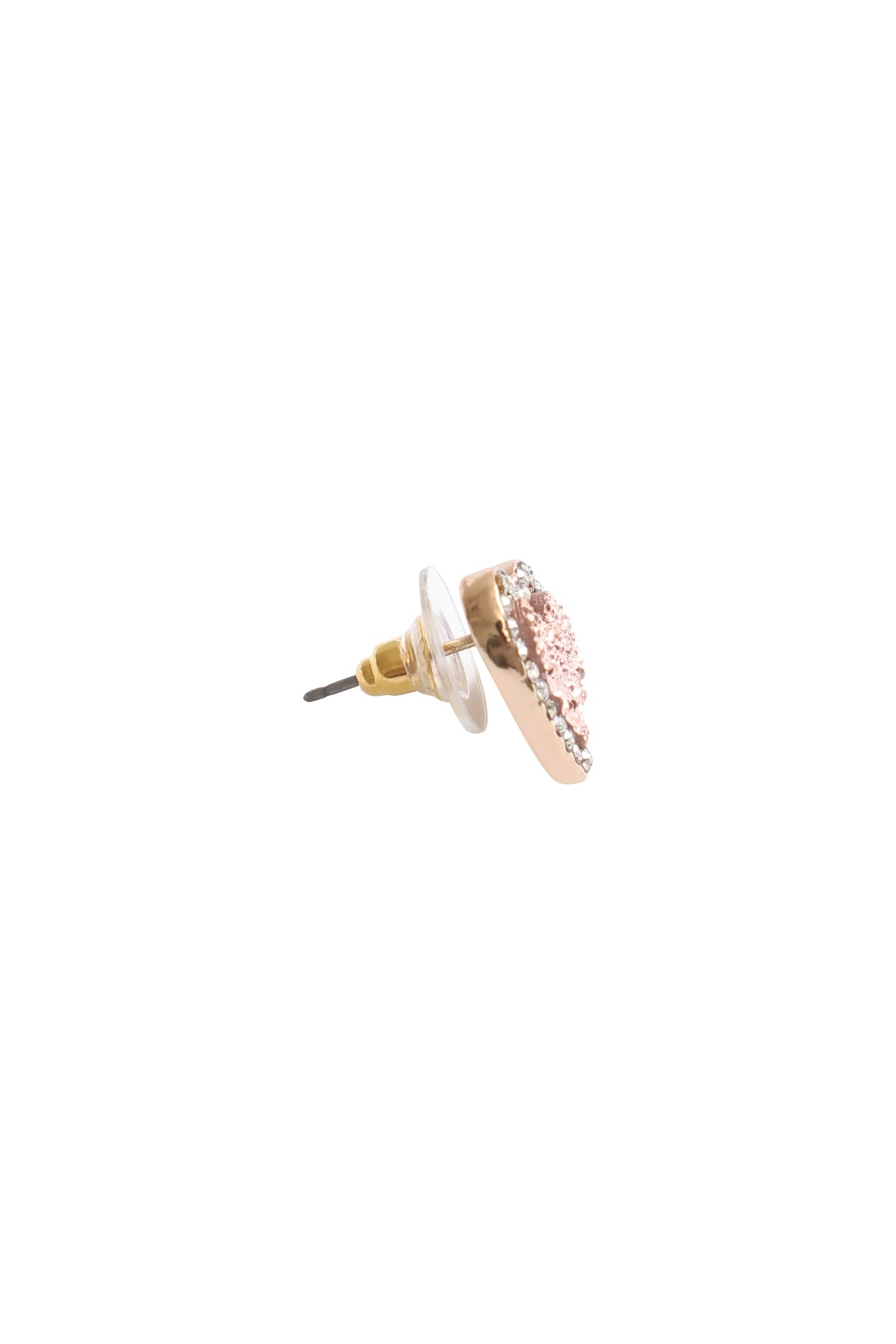 Valentine Heart Druzy With Rhinestone Post Earrings