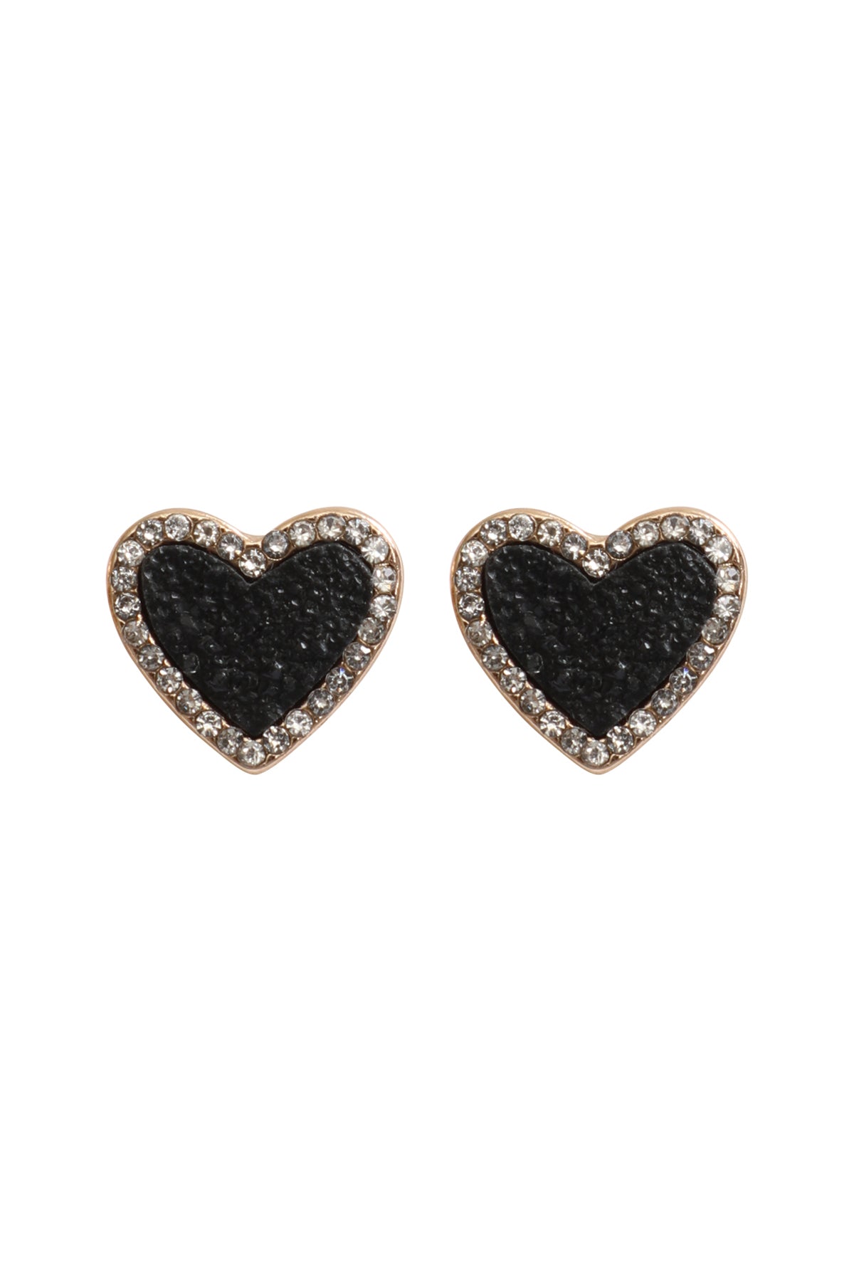 Valentine Heart Druzy With Rhinestone Post Earrings