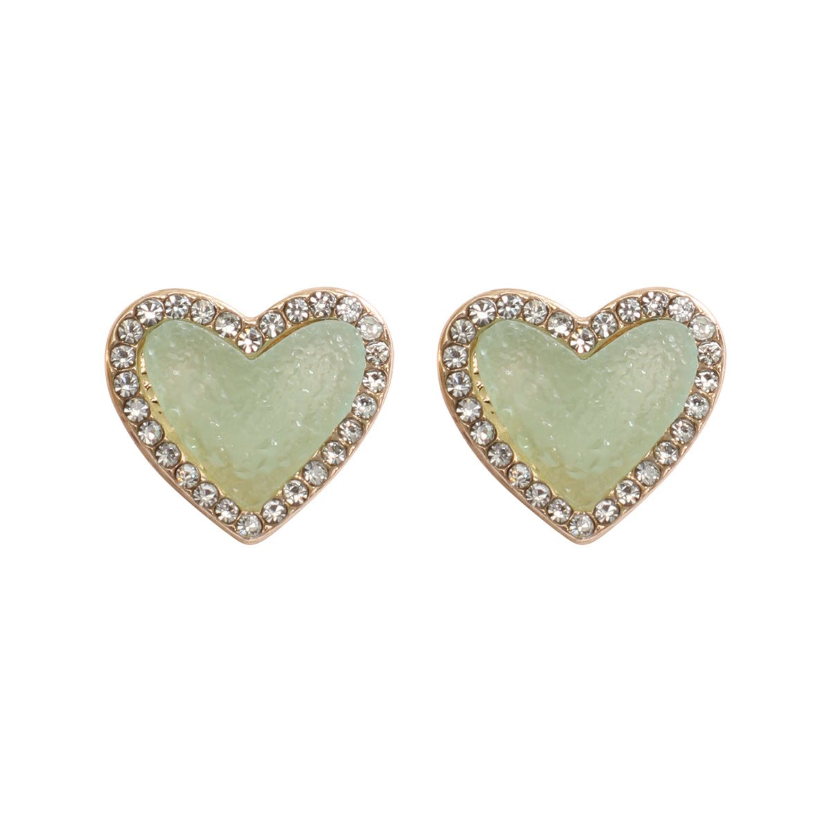 Valentine Heart Druzy With Rhinestone Post Earrings