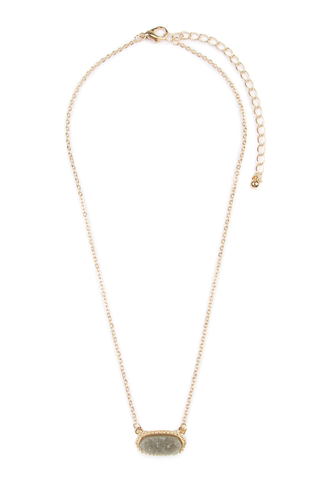 Druzy Stone Oval Pendant Necklace And Earring Set