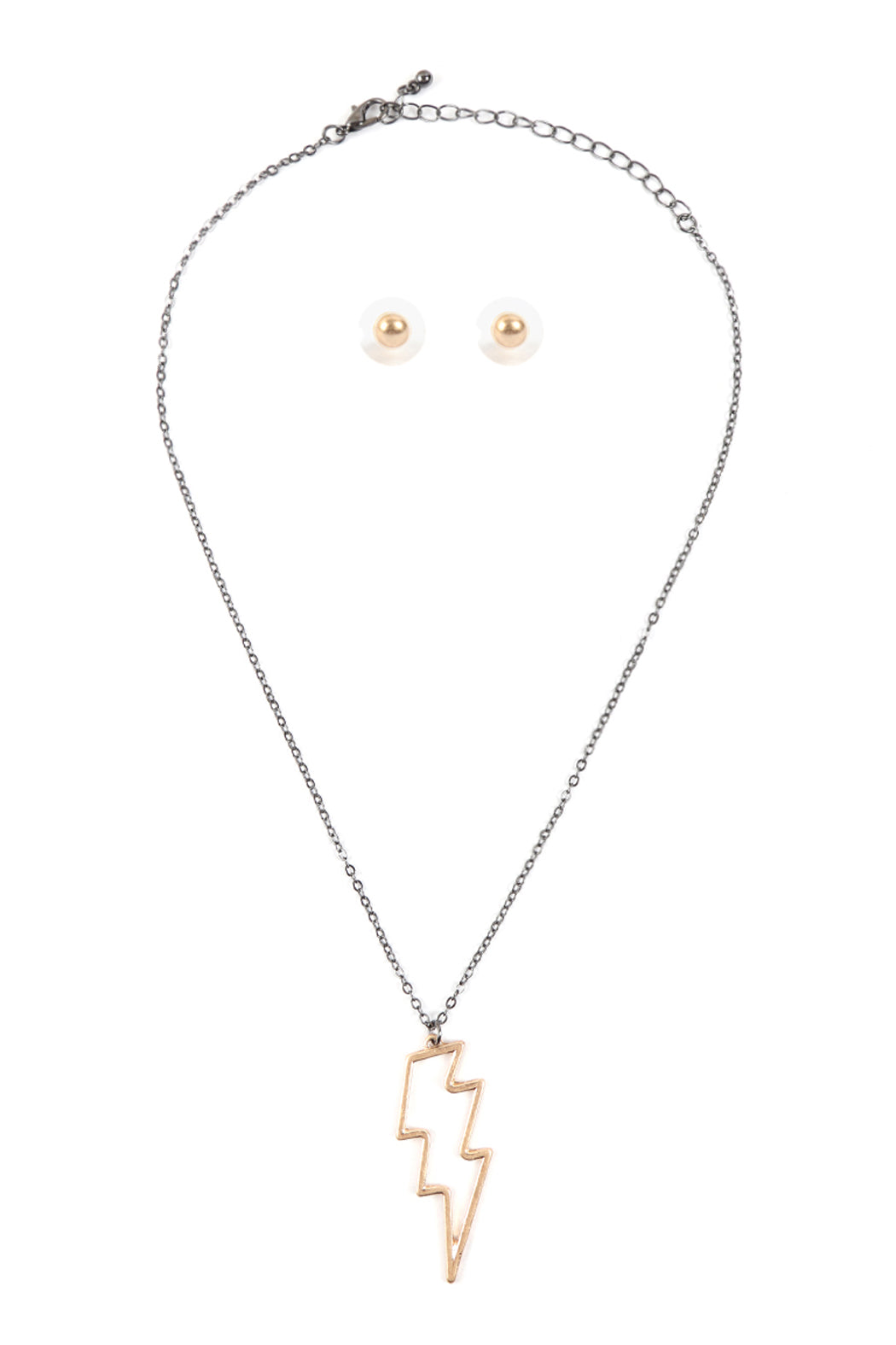 Open Lightning Wire Pendant Neckkace Earrings Set