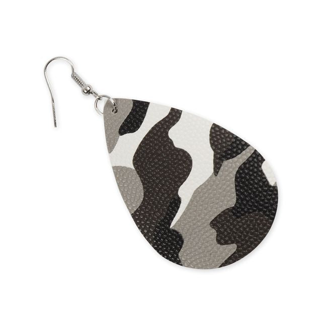 Camouflage Printed Teardrop Hook Earrings