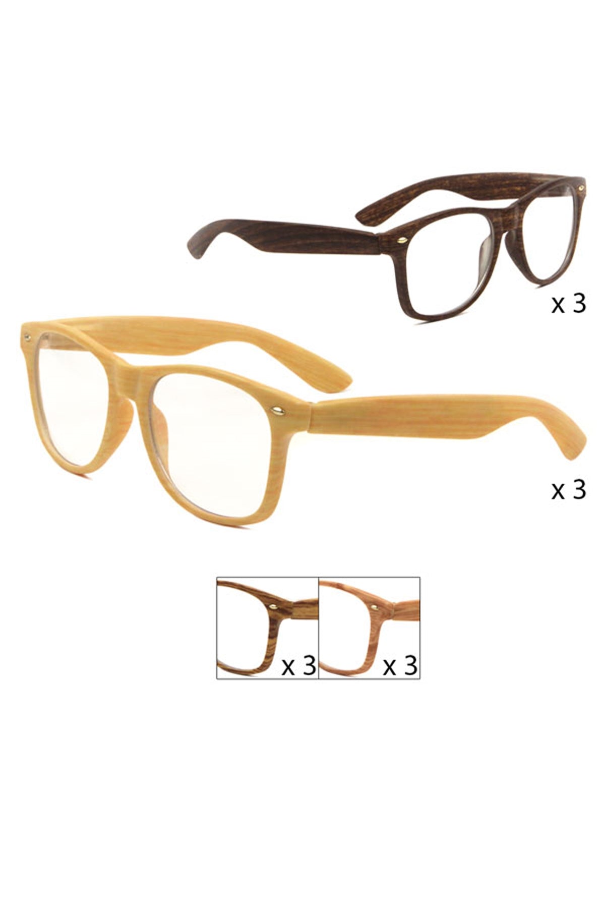 Wood Accent Frame Fashion Eyeglasses
