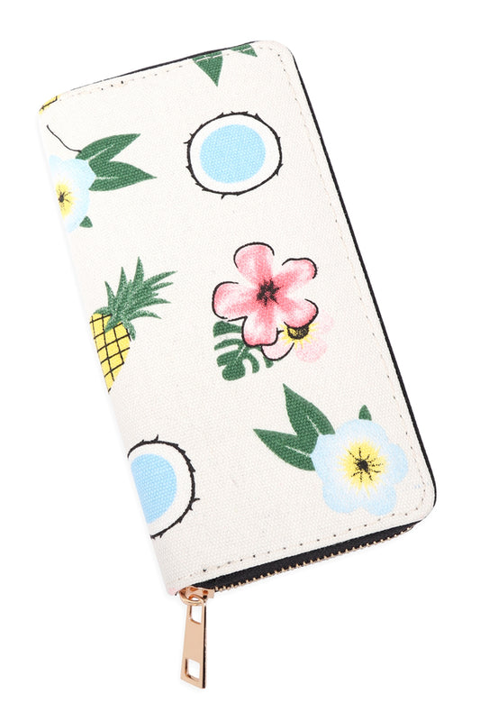 Flower Digital Printed Zipper Wallet