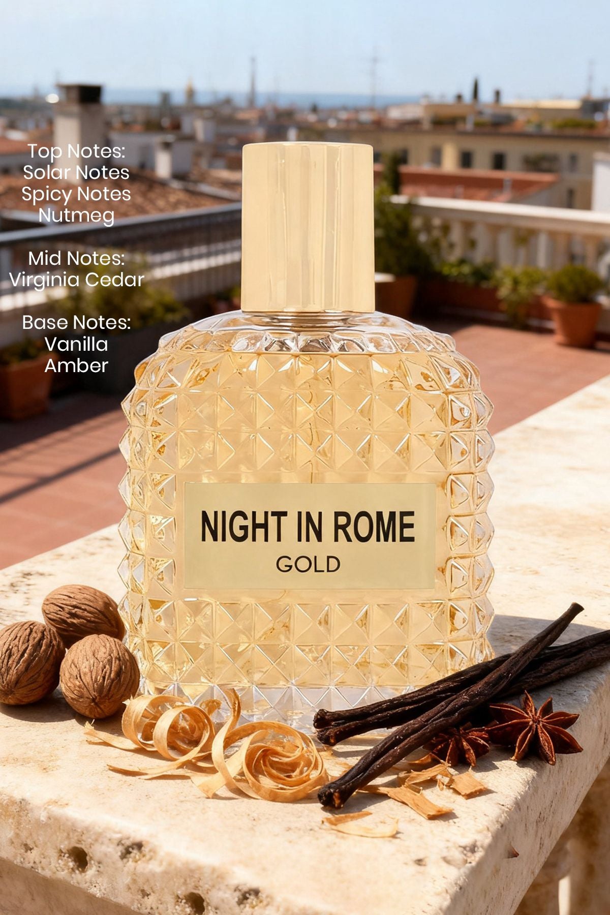 Night In Rome Gold Spray Perfume Eau D Parfum For Men 100ML/3.3FL.OZ.