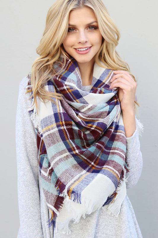 Fringed Plaid Scarf
