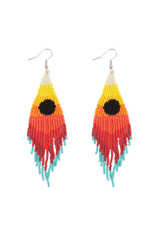 Summer Seed Beads Fringe Fish Hook Boho Earrings Multicolor