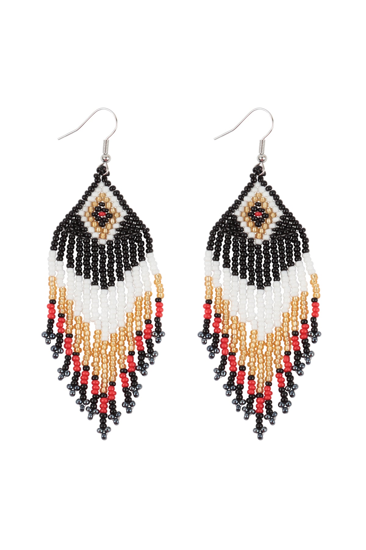 Tribal Pattern Seed Beads Boho Fish Hook Earrings  .6PAIRS