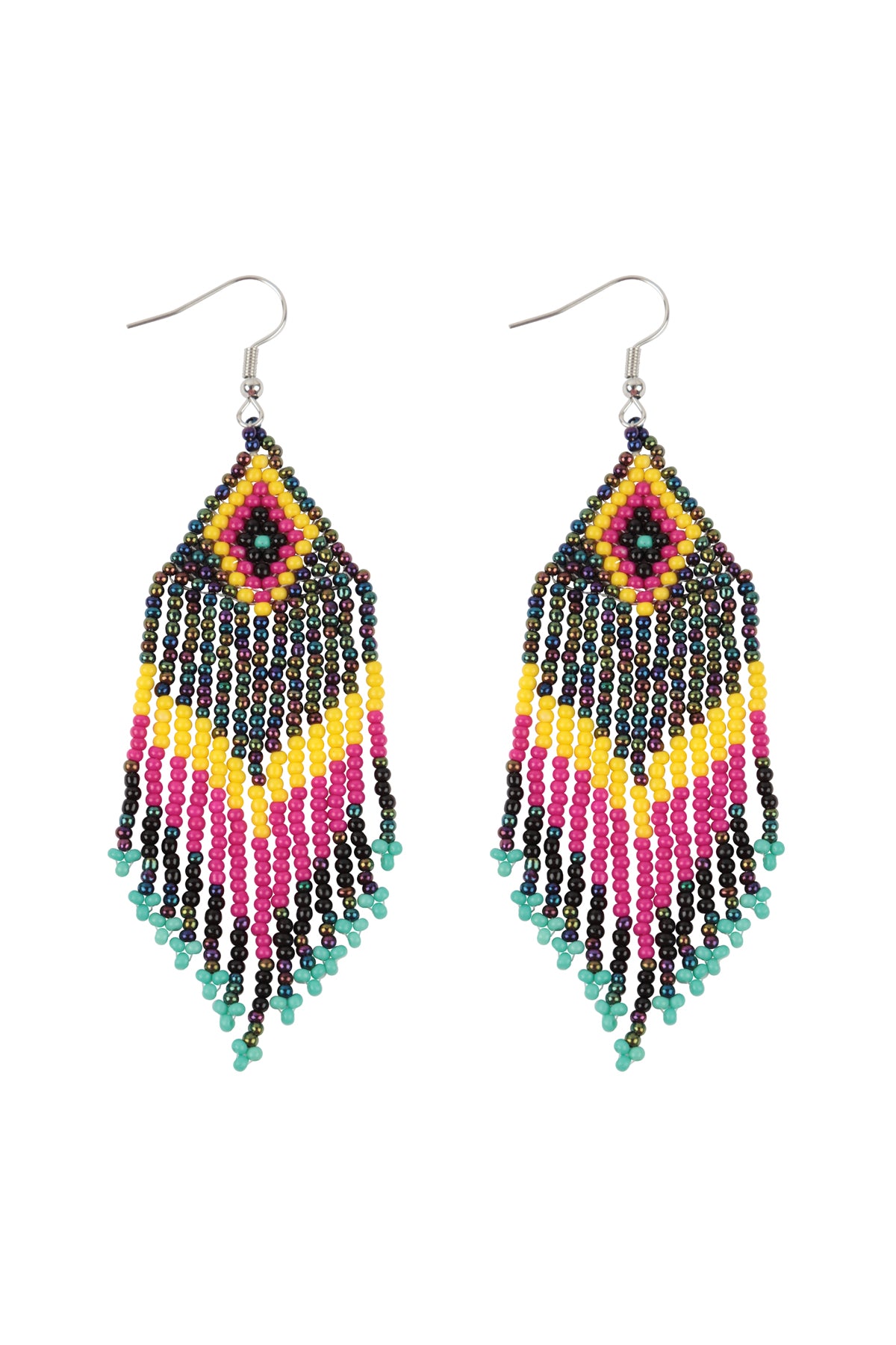 Tribal Pattern Seed Beads Boho Fish Hook Earrings  .6PAIRS