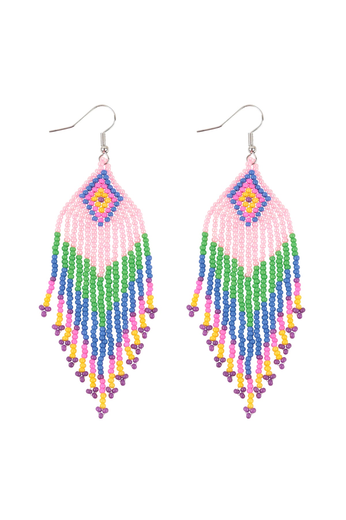 Tribal Pattern Seed Beads Boho Fish Hook Earrings  .6PAIRS