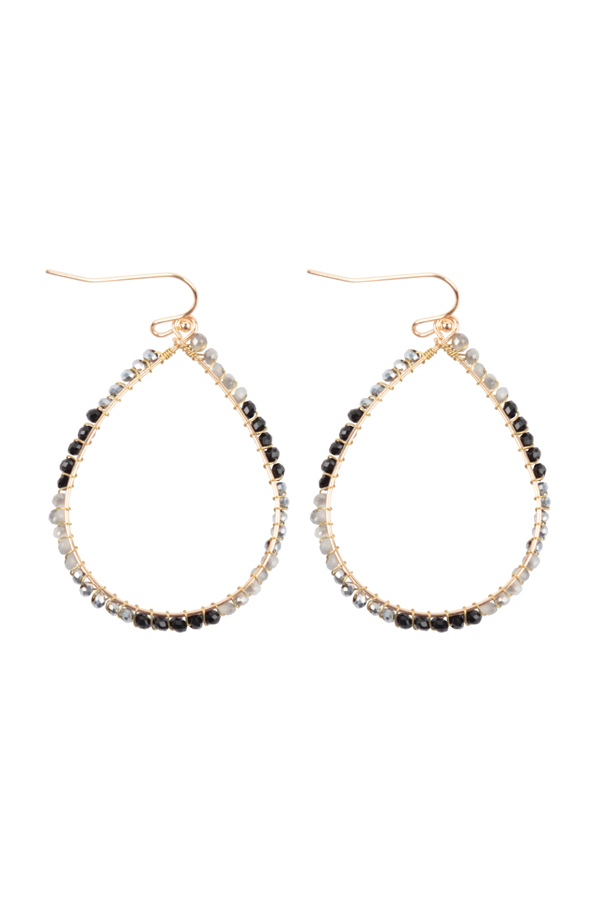 Wire Teardrop Glass Beads Fish Hook Earrings