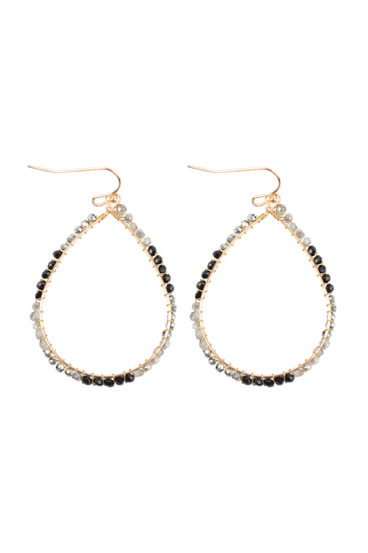 Wire Teardrop Glass Beads Fish Hook Earrings