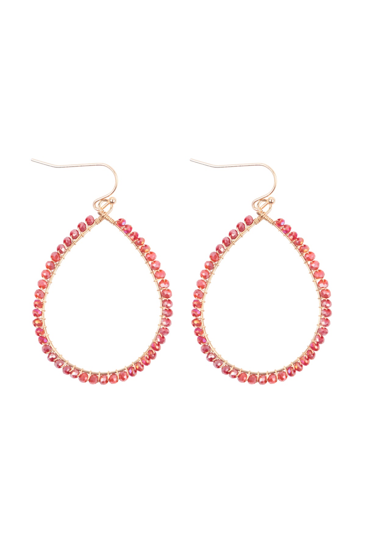 Wire Teardrop Glass Beads Fish Hook Earrings