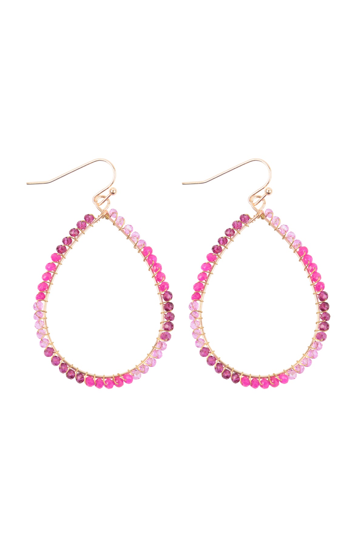 Wire Teardrop Glass Beads Fish Hook Earrings