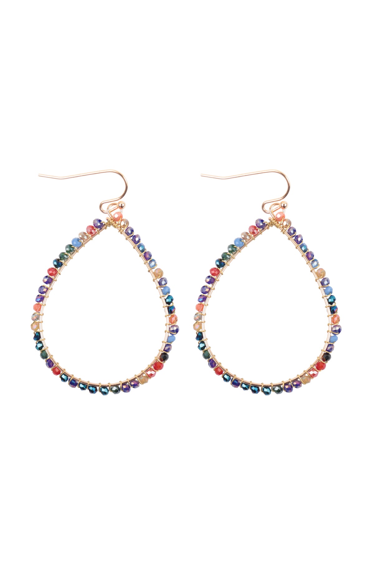 Wire Teardrop Glass Beads Fish Hook Earrings