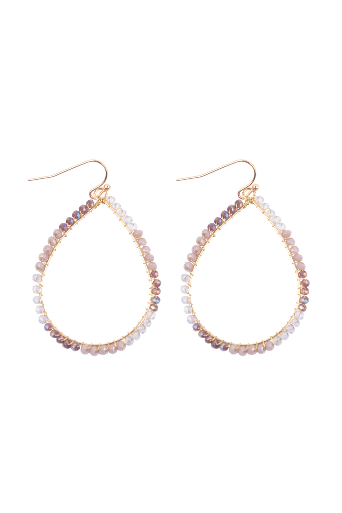 Wire Teardrop Glass Beads Fish Hook Earrings