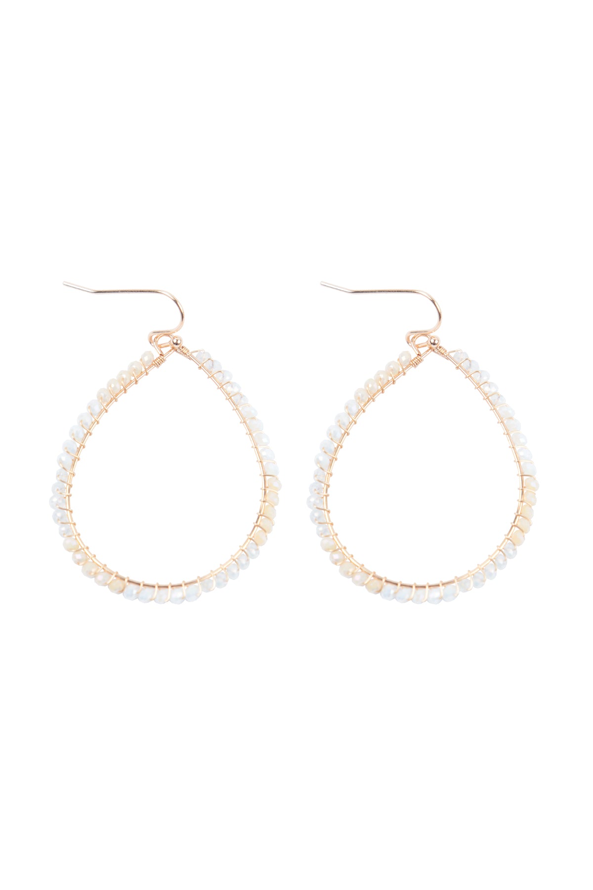Wire Teardrop Glass Beads Fish Hook Earrings