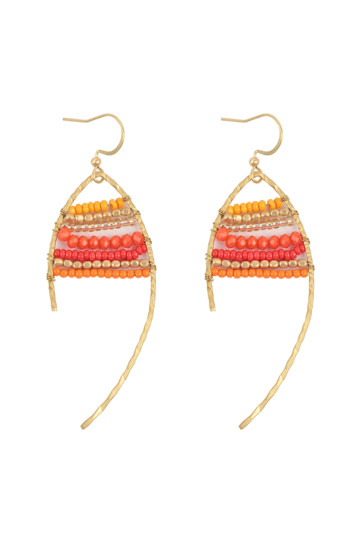 Wired Mix Beads Dangle Fish Hook Earrings