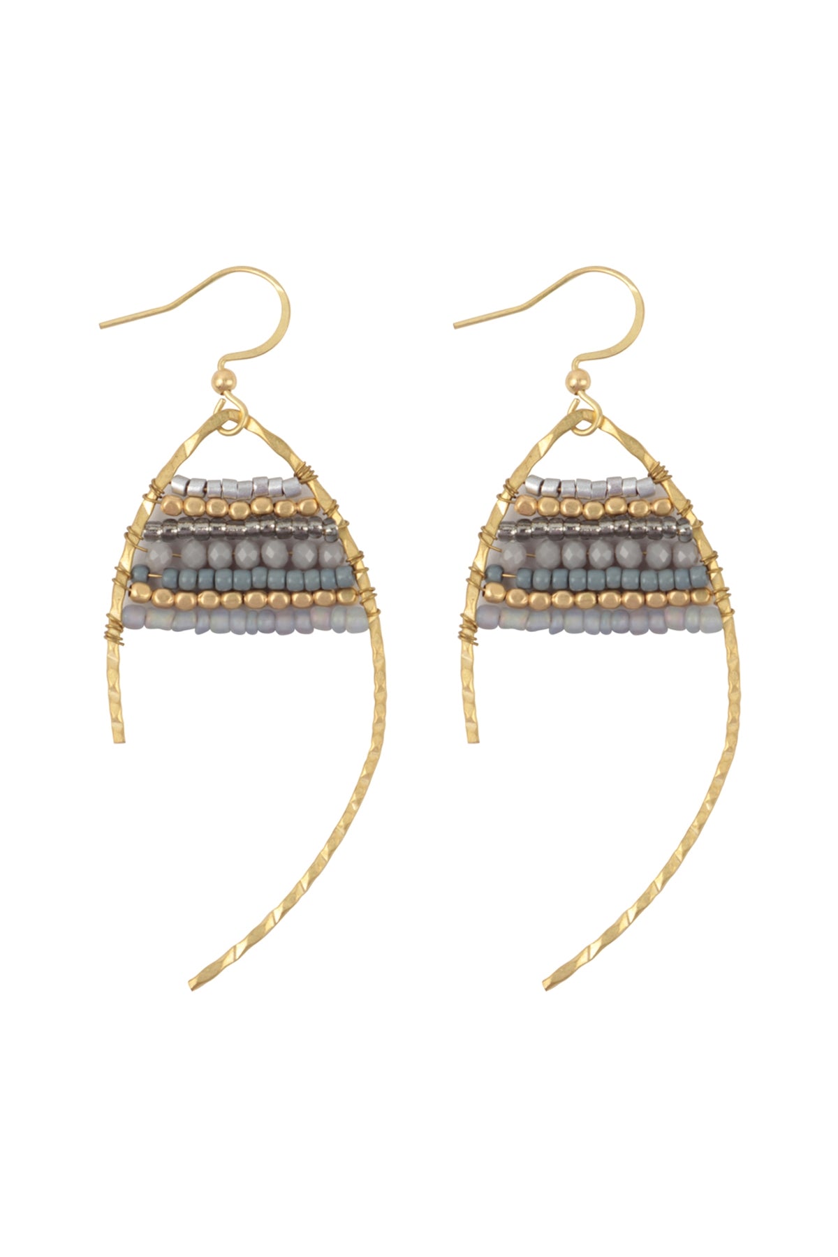 Wired Mix Beads Dangle Fish Hook Earrings