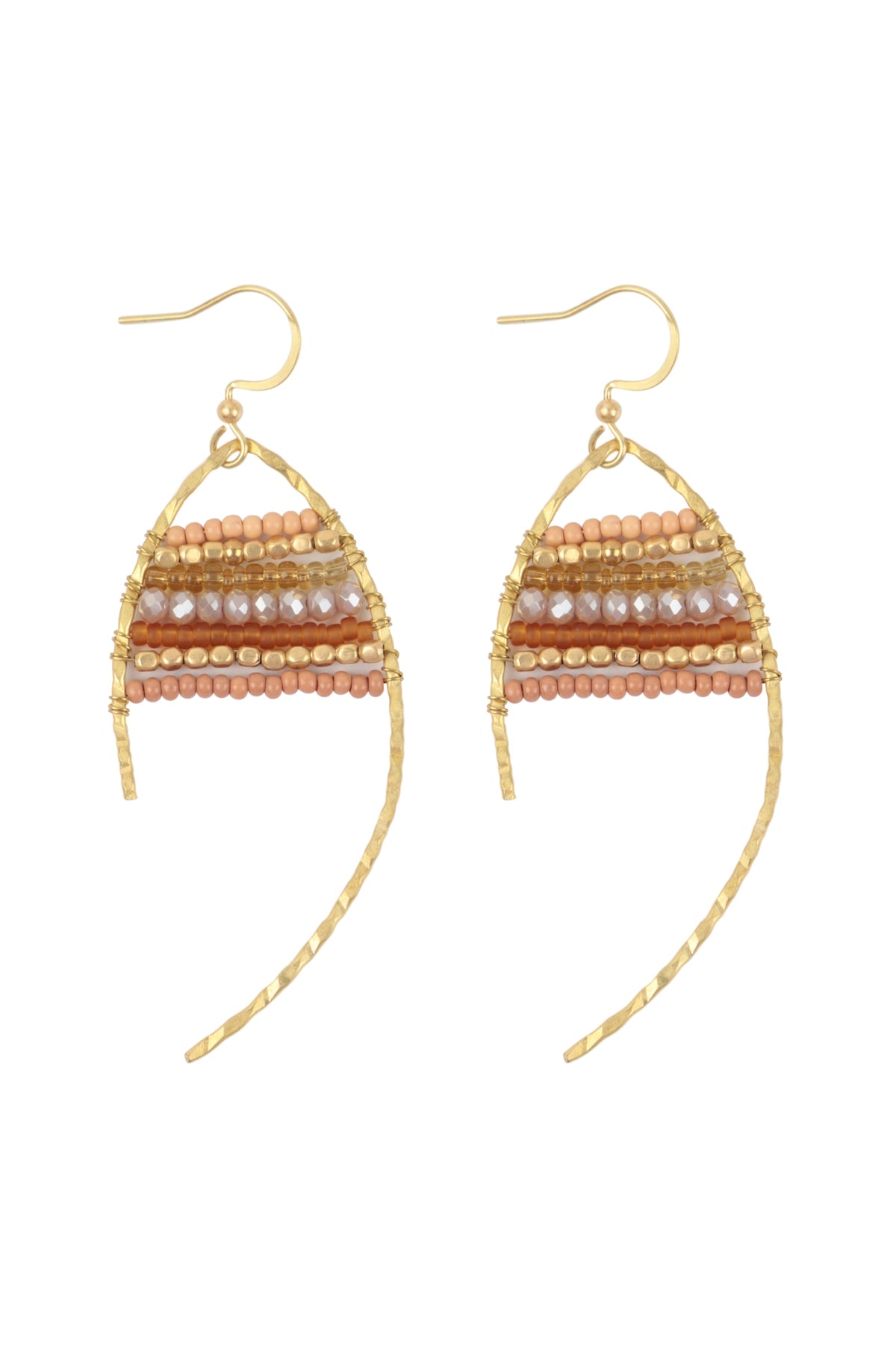 Wired Mix Beads Dangle Fish Hook Earrings