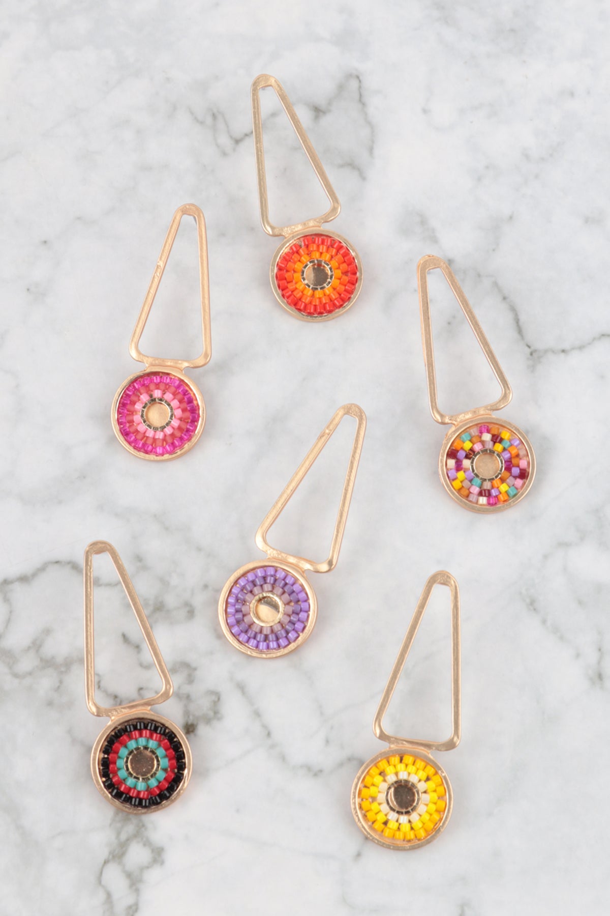 Geometric Seed Beads Drop Earrings