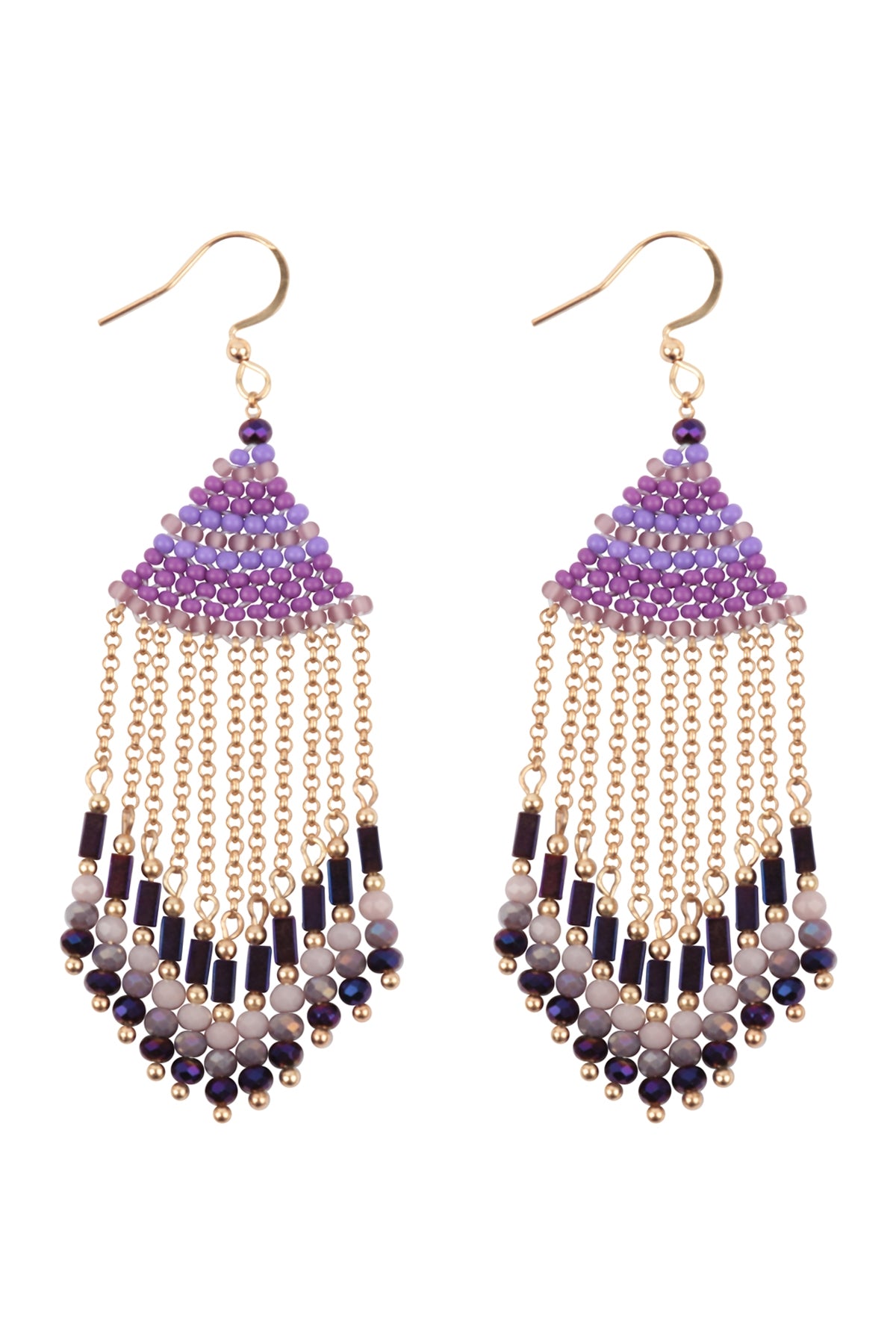 Boho Chain Fringe Drop Hook Earrings