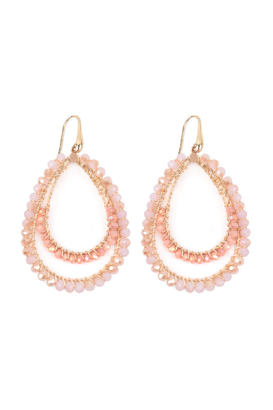 Boho Layered Rondelle Beads Teardrop Hook Earrings /6PAIRS