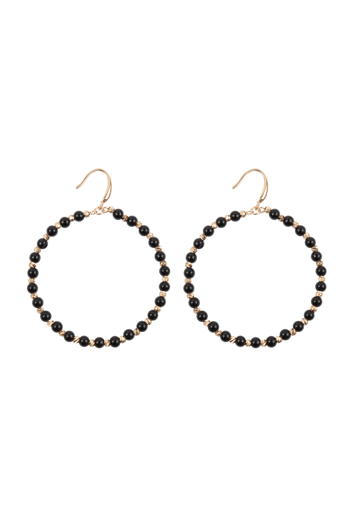 Textured Round Beads Hoop Earrings