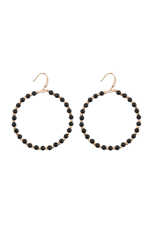 Textured Round Beads Hoop Earrings