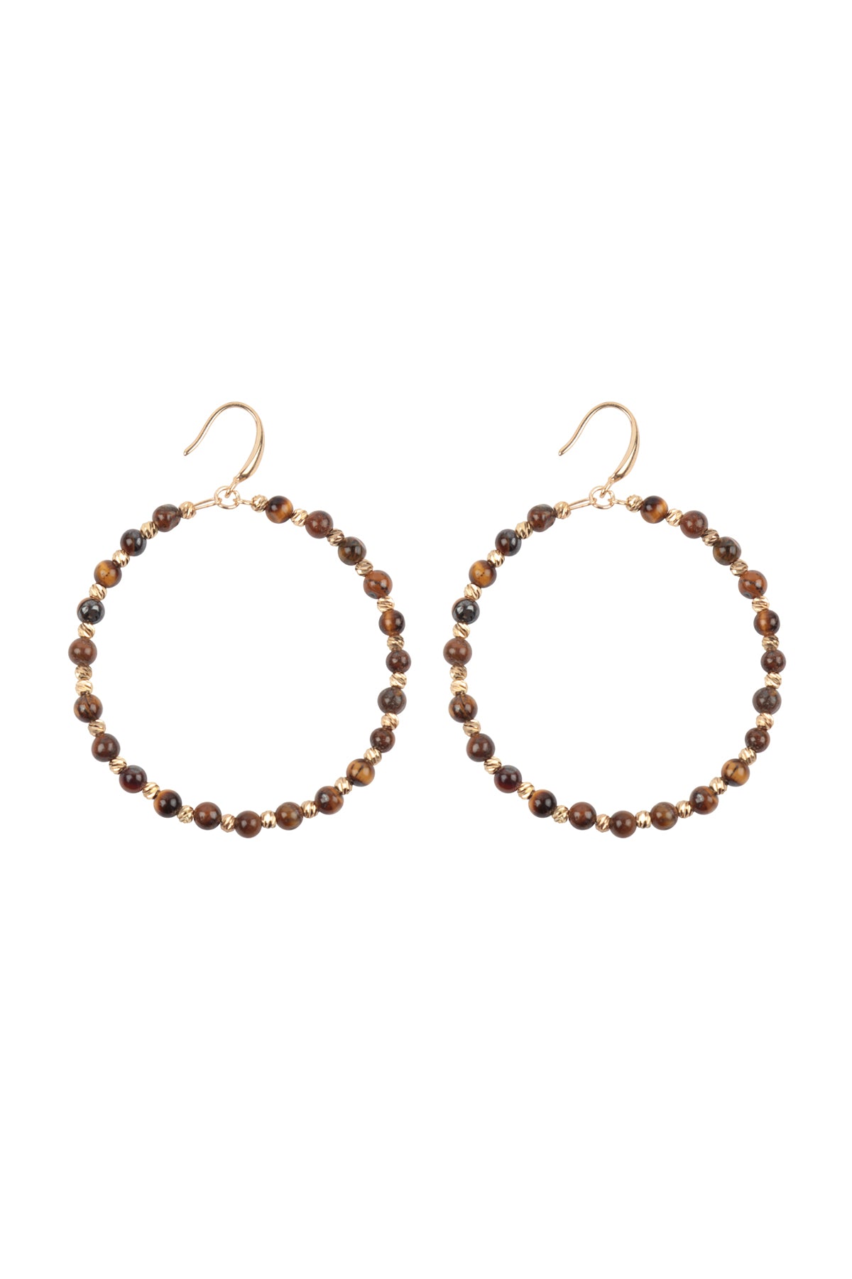Textured Round Beads Hoop Earrings