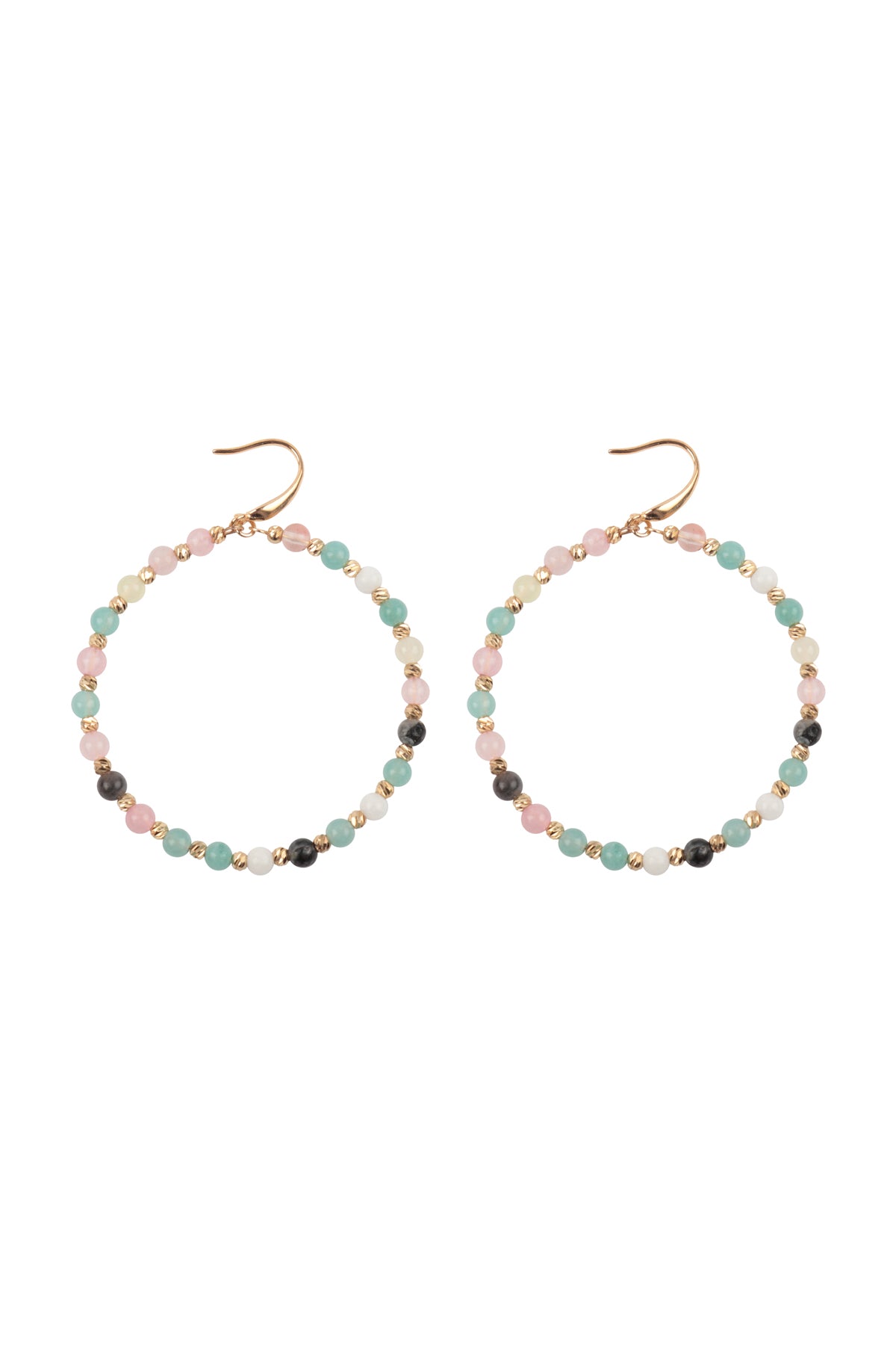 Textured Round Beads Hoop Earrings