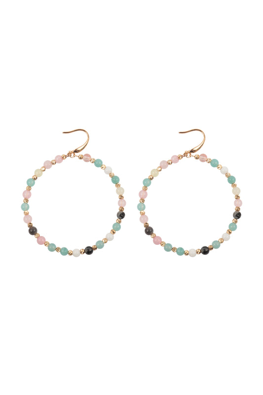 Textured Round Beads Hoop Earrings