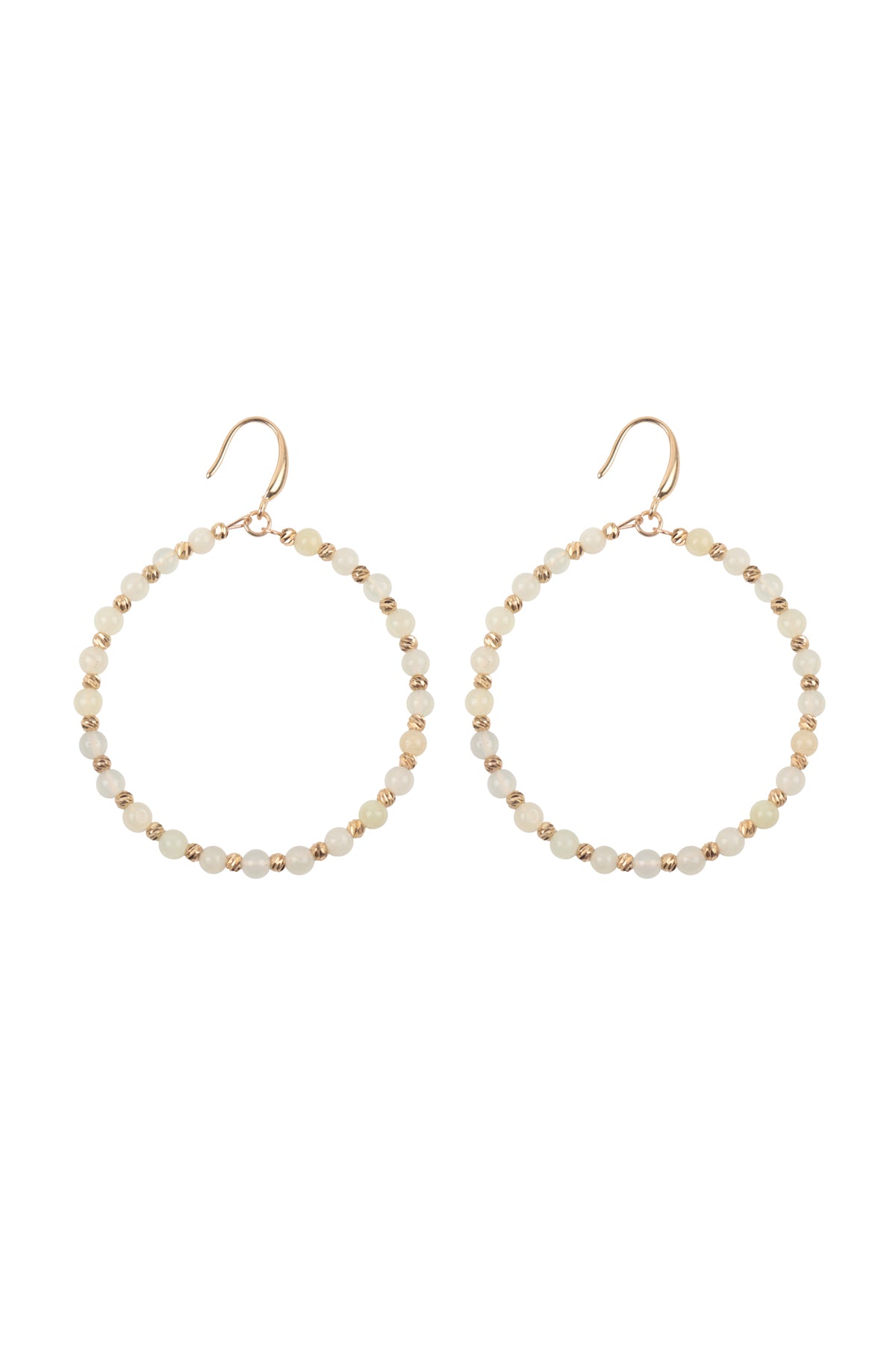 Textured Round Beads Hoop Earrings