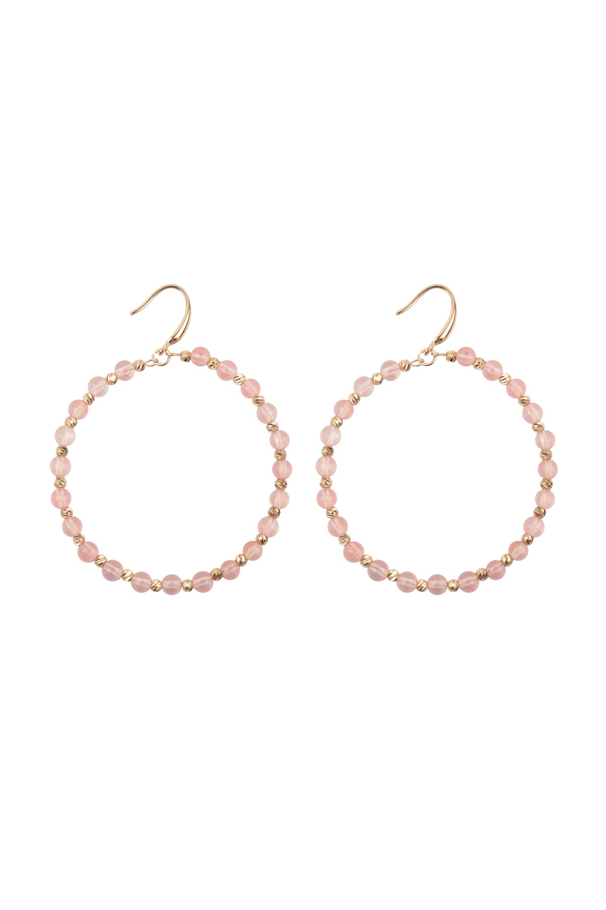 Textured Round Beads Hoop Earrings