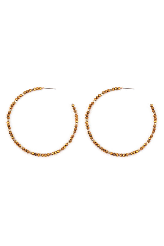 Rondelle Beads Hoop Earrings Gold