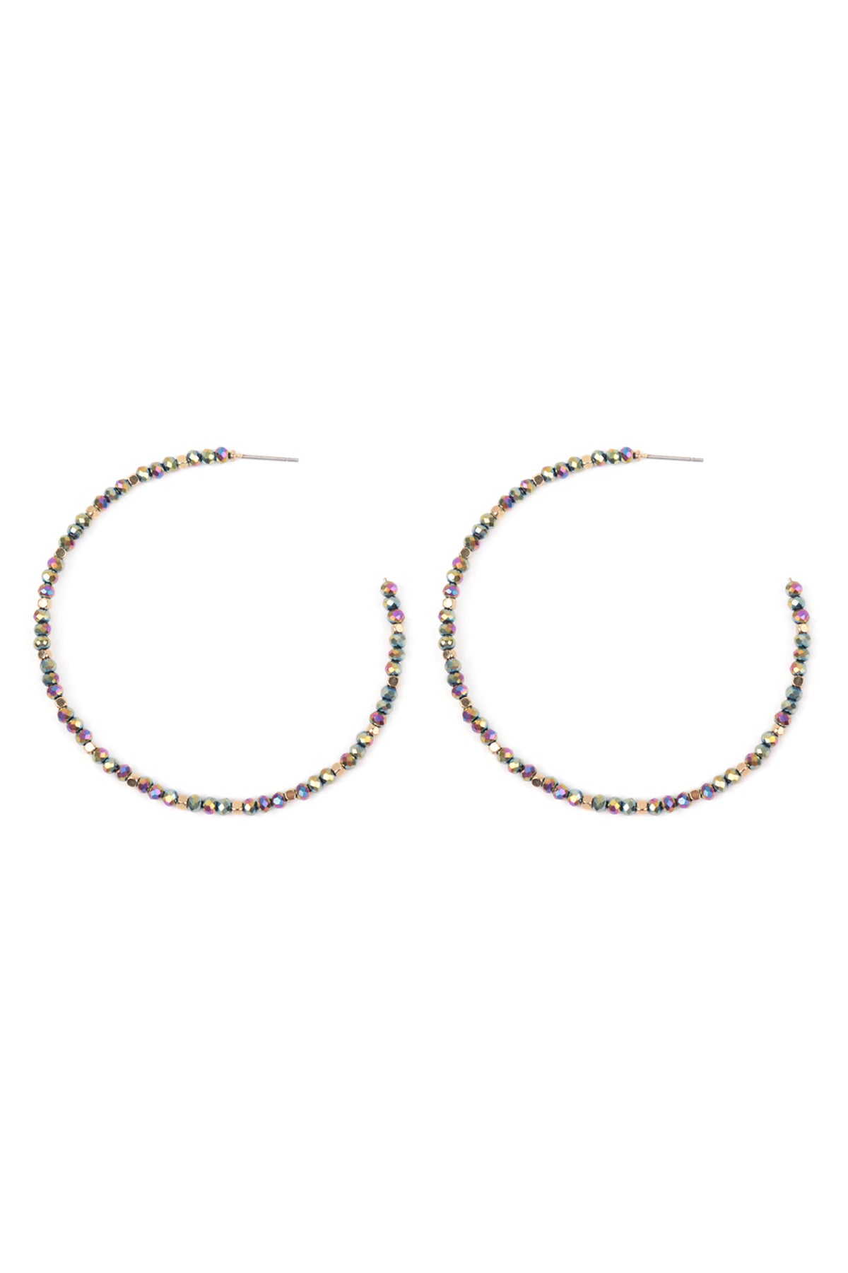 Rondelle Beads Hoop Earrings Gold