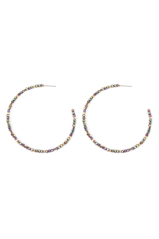 Rondelle Beads Hoop Earrings Gold