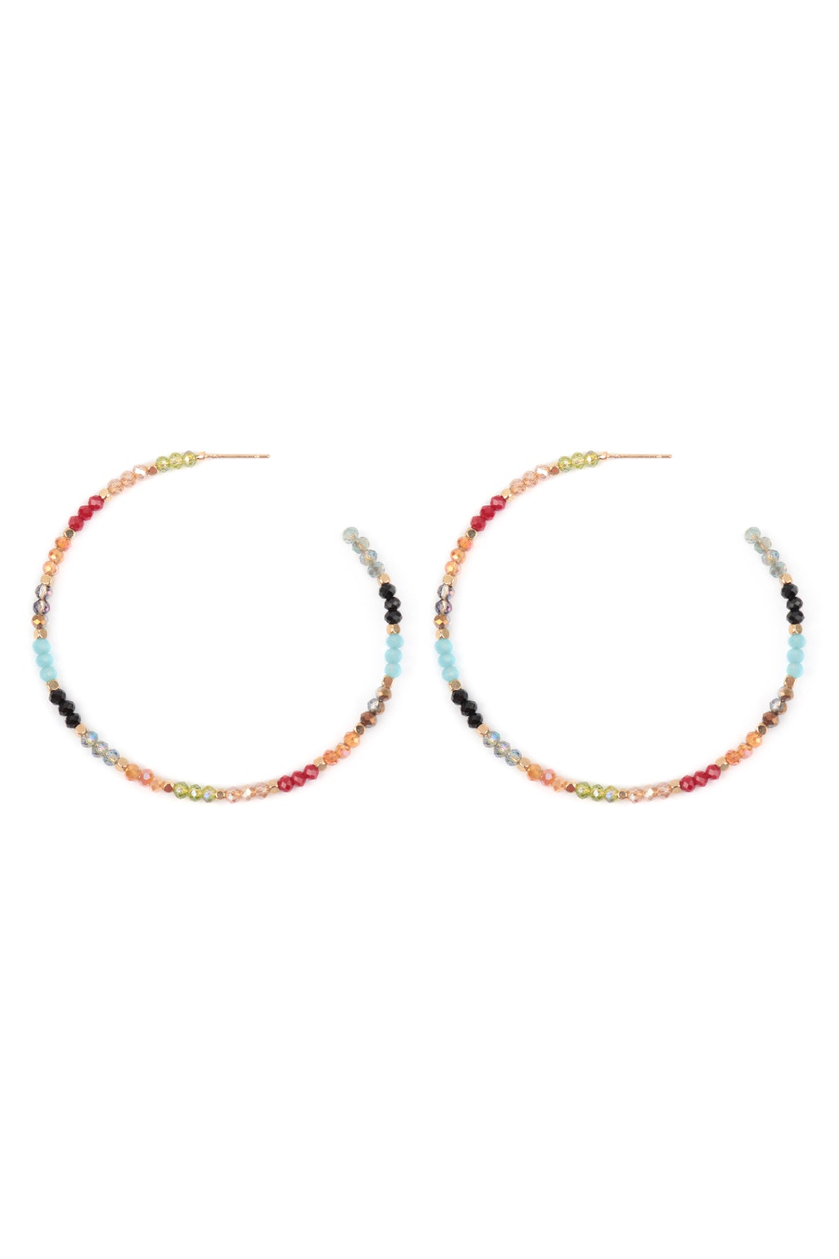 Rondelle Beads Hoop Earrings Gold