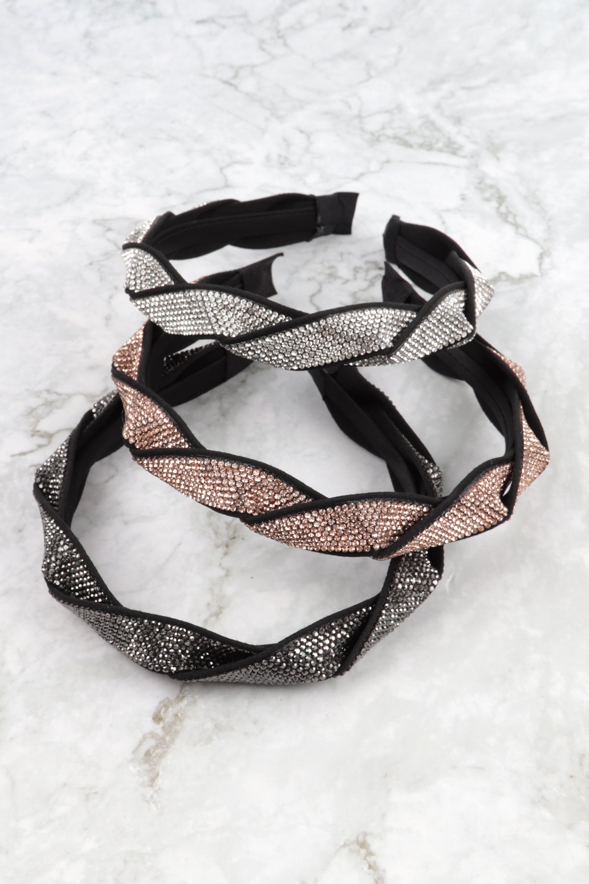 Shiny Rhinestone Braided Headband