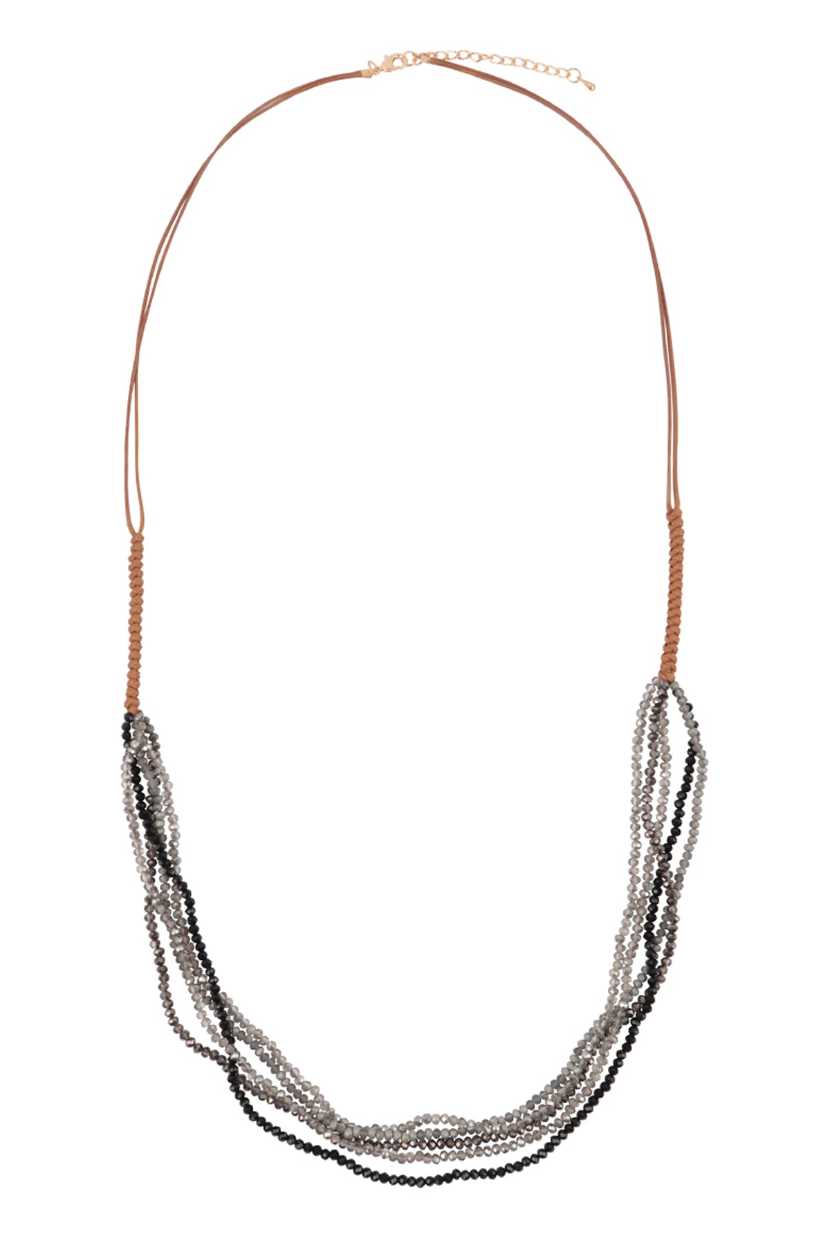 Multi Strand Beads Leather Cord Necklace