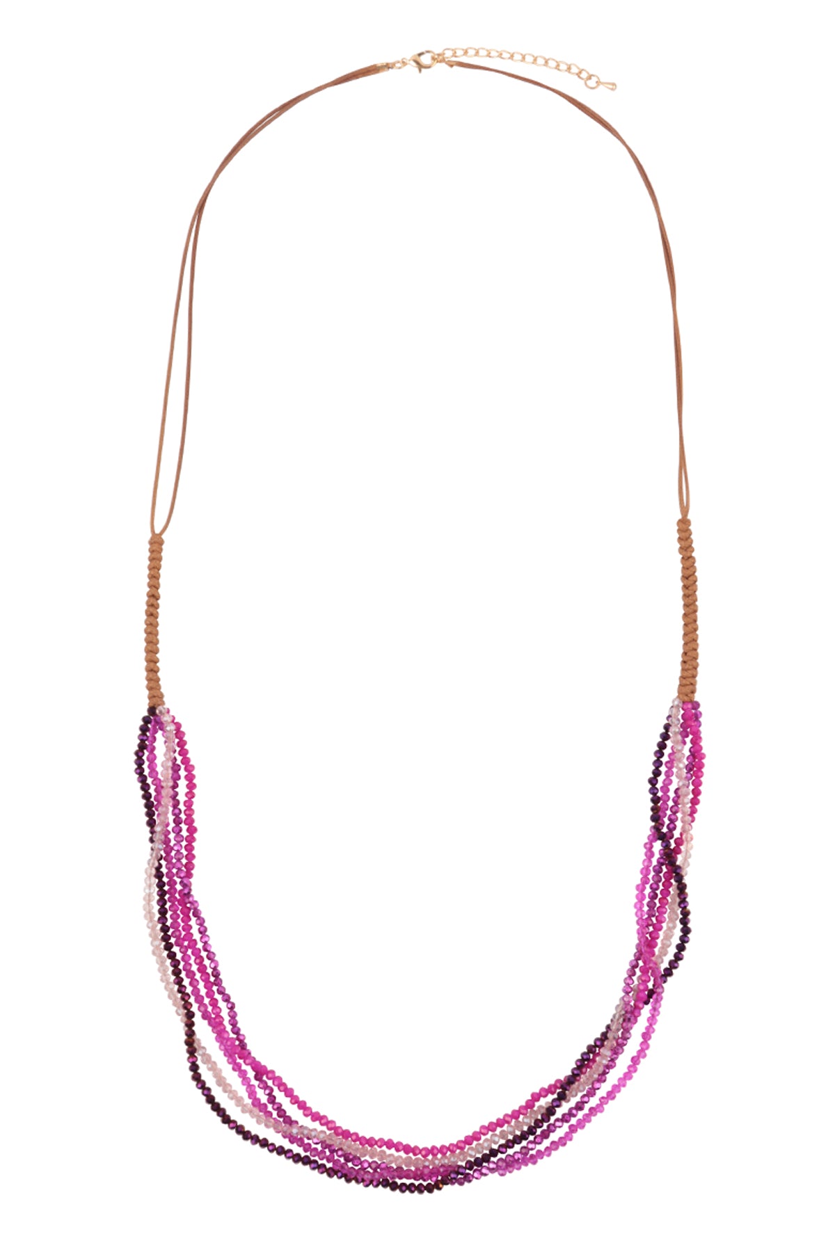 Multi Strand Beads Leather Cord Necklace
