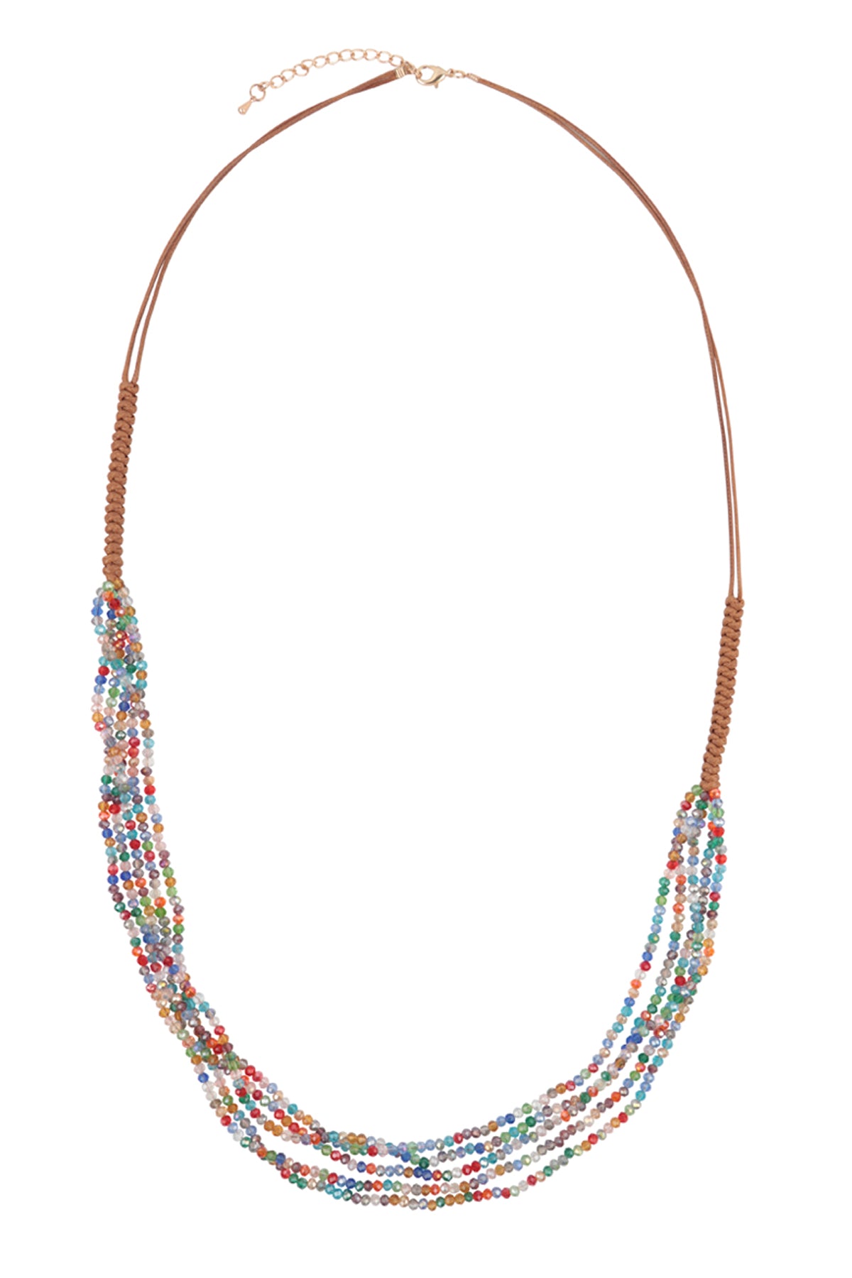 Multi Strand Beads Leather Cord Necklace