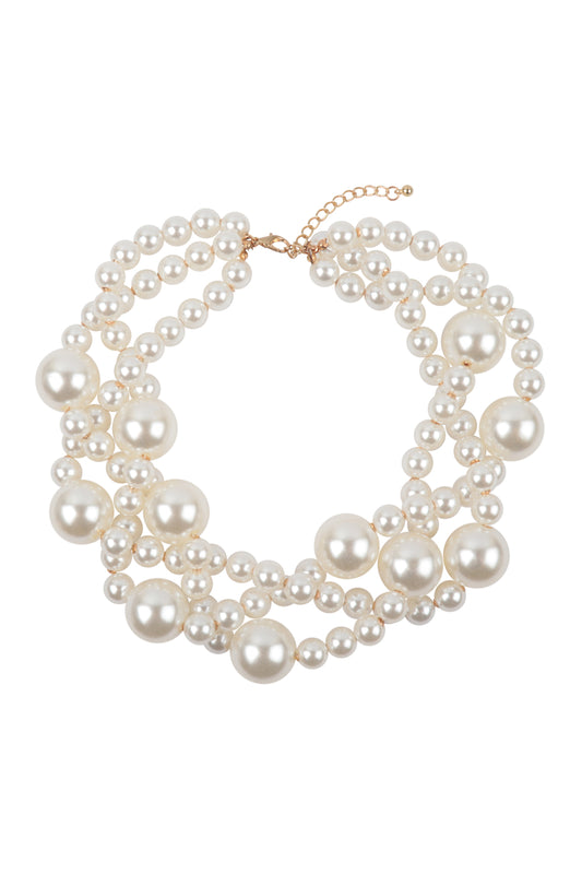 Multi Size Cluster Pearl Choker Necklace