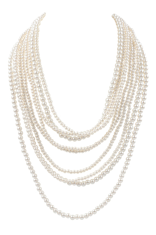 Multi Layer Pearl Beads Statement Necklace