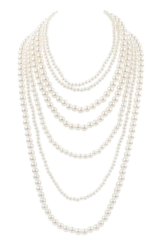 Layered Pearl Beads Necklace