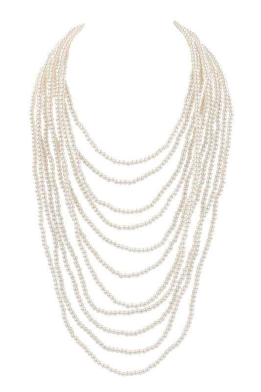 Multi Layer Pearl Beads Statement Necklace