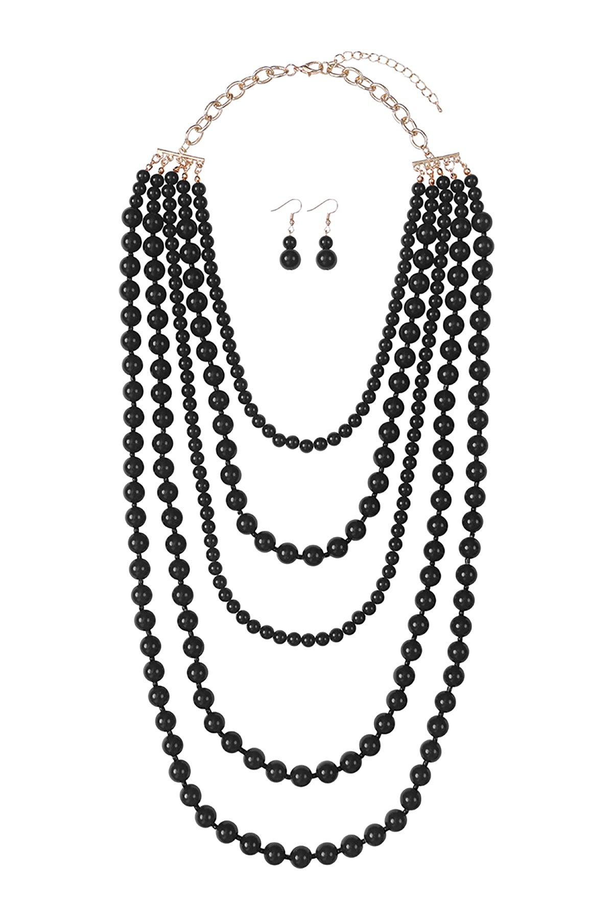 Multilayered Beads Necklace & Earrings Set