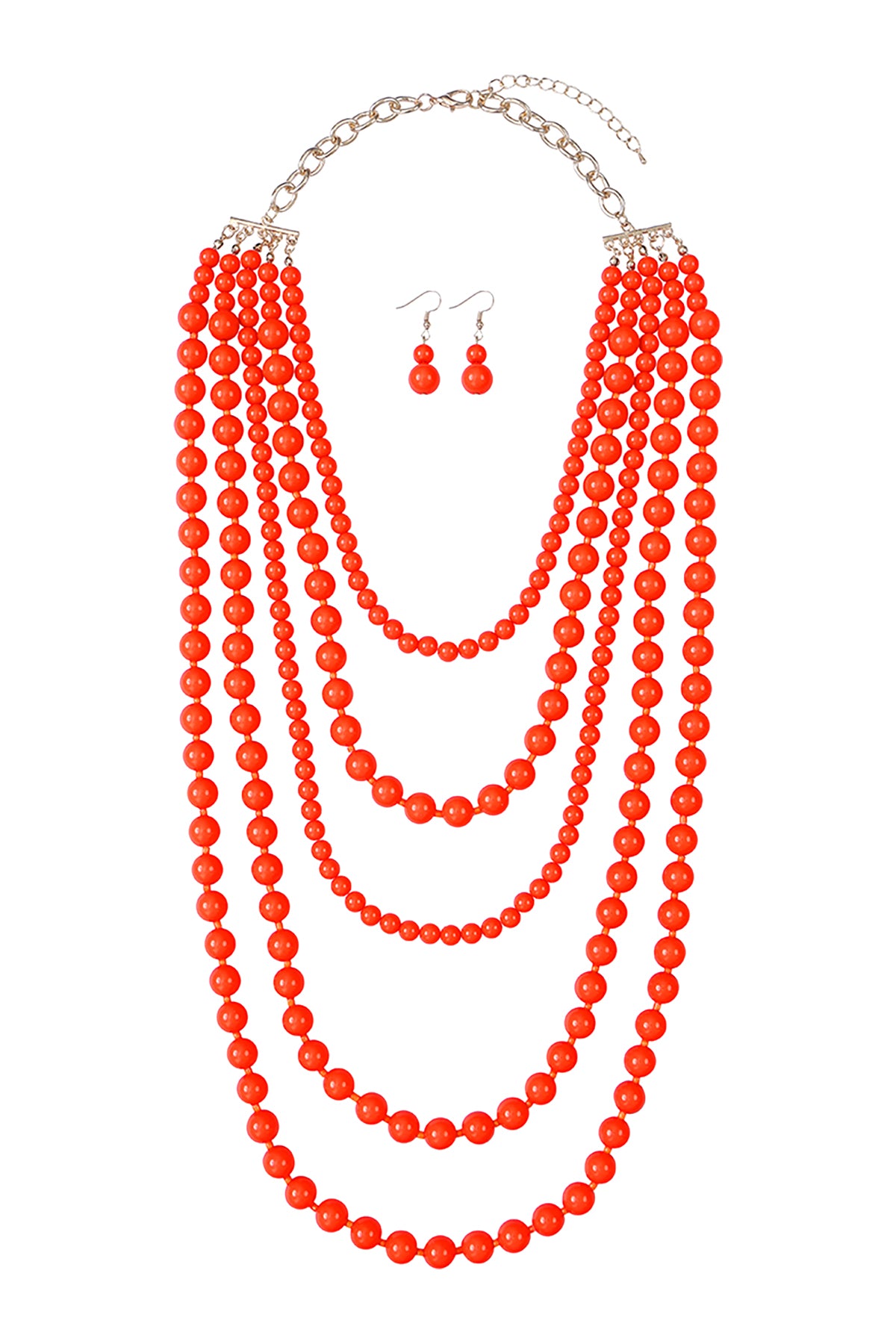 Multilayered Beads Necklace & Earrings Set