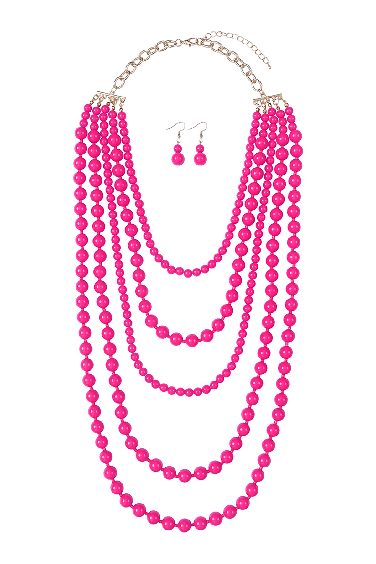Multilayered Beads Necklace & Earrings Set